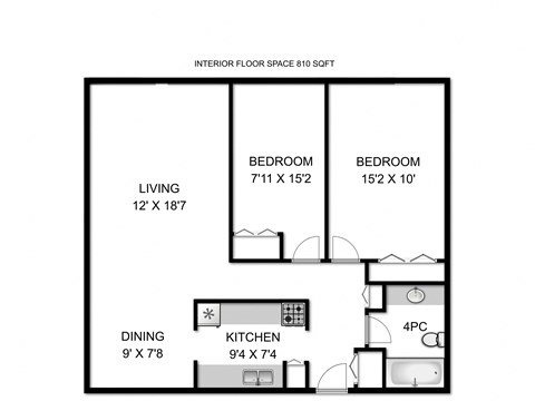 a floor plan of a bedroom apartment